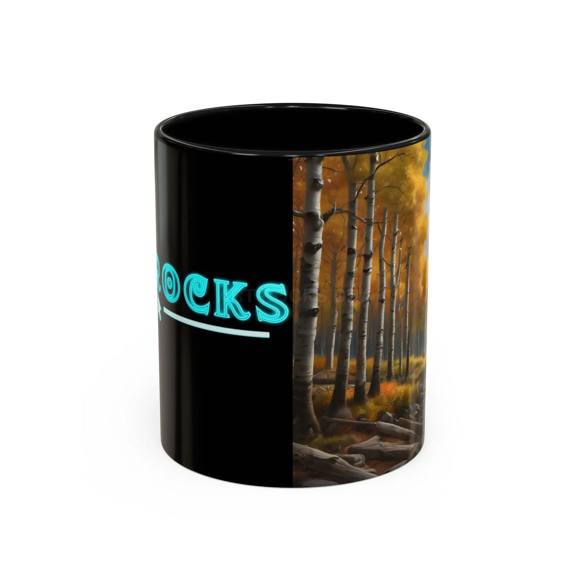 Coffee Mug — Mountain River with Aspen Trees Accent (11/15 oz) - Mug