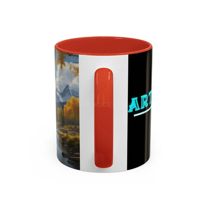 Coffee Mug — Mountain River with Aspen Trees Accent (11/15 oz) - Mug