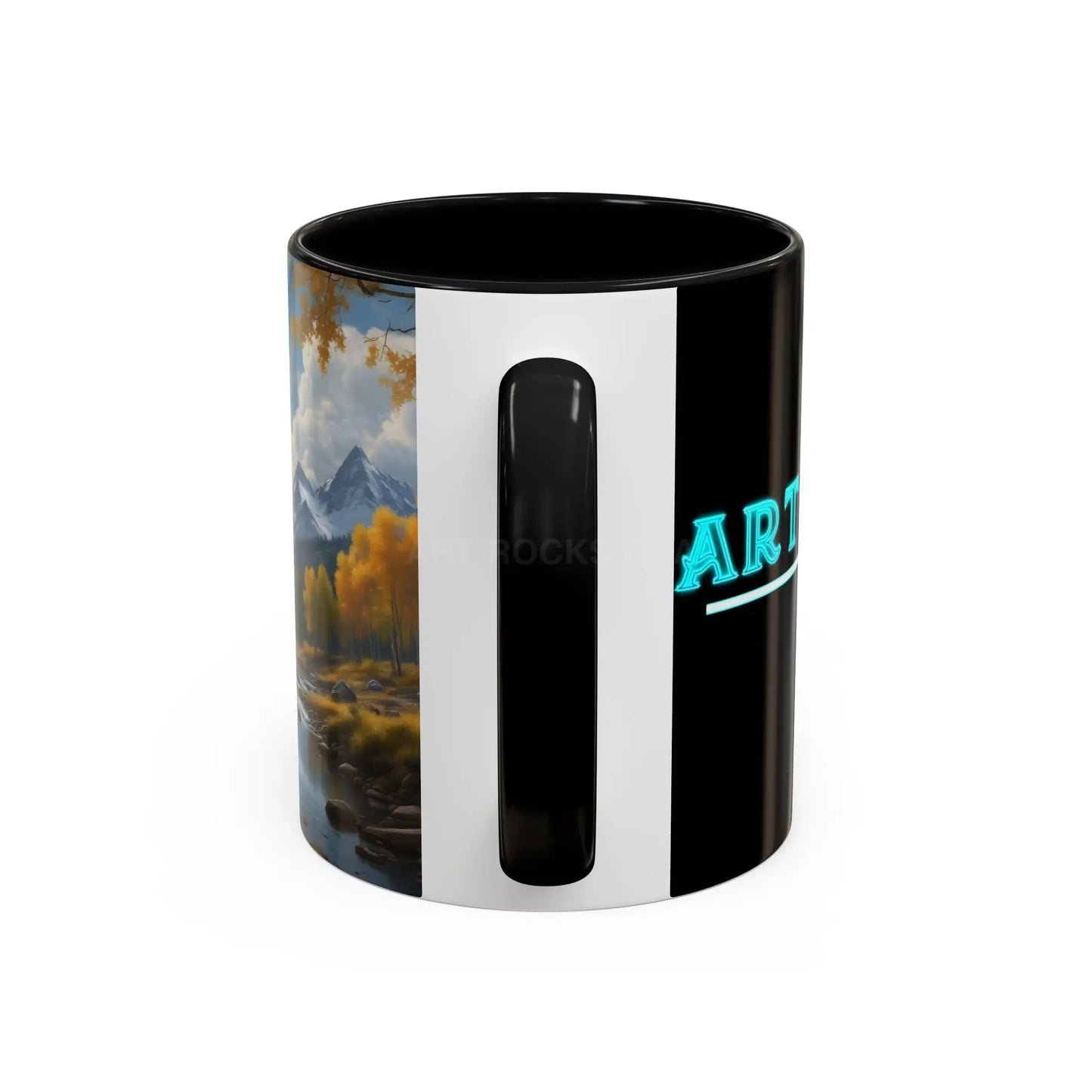 Coffee Mug — Mountain River with Aspen Trees Accent (11/15 oz) - Mug