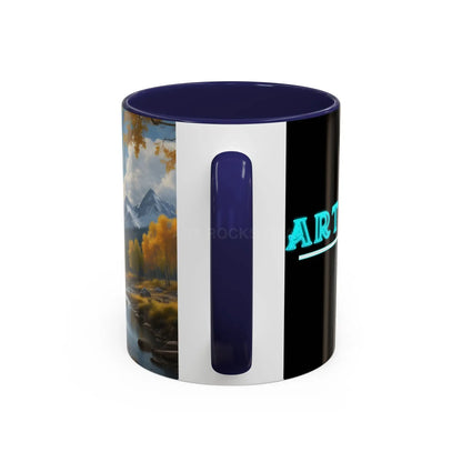 Coffee Mug — Mountain River with Aspen Trees Accent (11/15 oz) - Mug