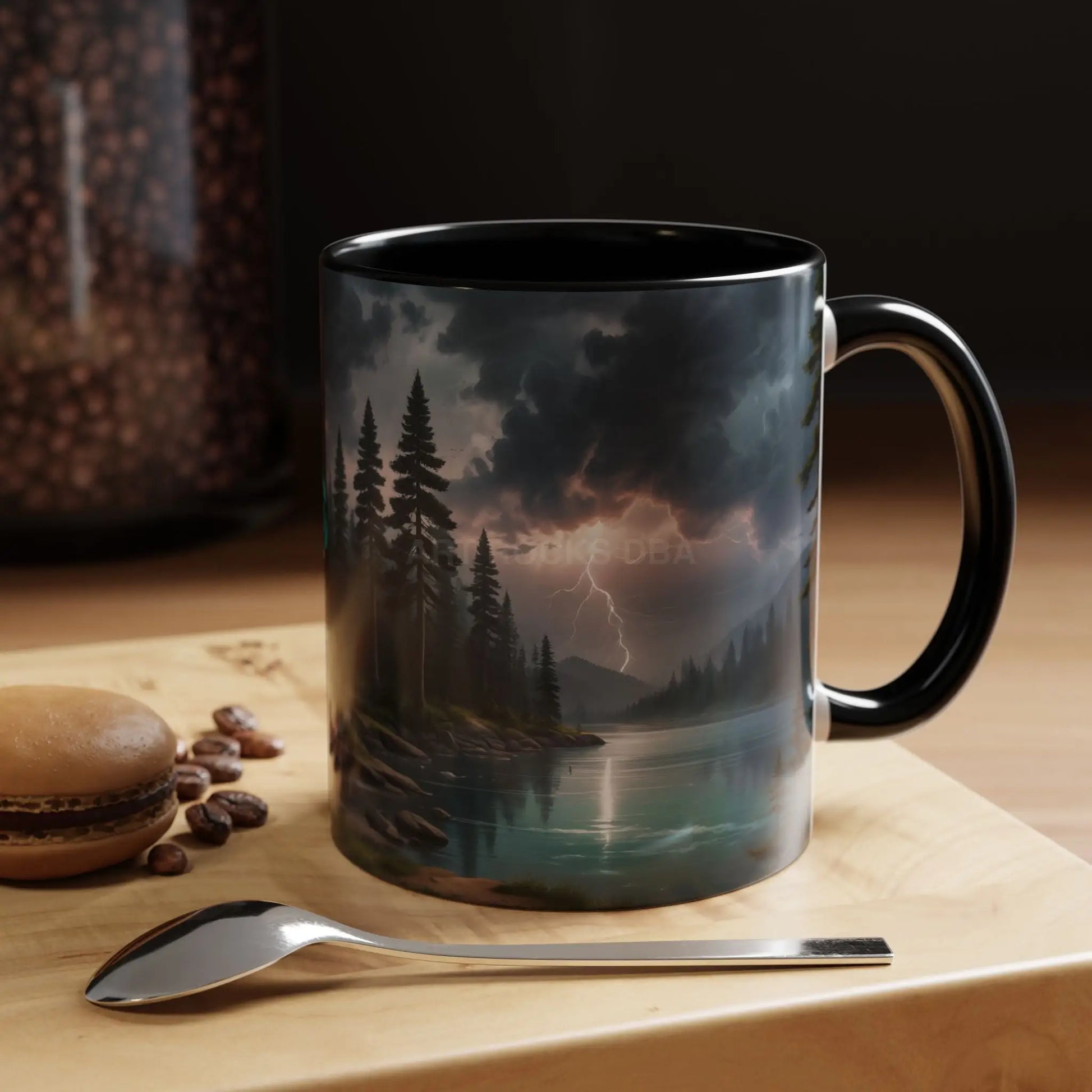 Coffee Mug — Scenic Lightning Lake Landscape Accent Mug - 11oz / Black - Mug