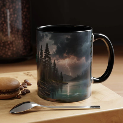 Coffee Mug — Scenic Lightning Lake Landscape Accent Mug - 11oz / Black - Mug