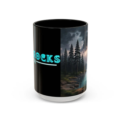 Coffee Mug — Scenic Lightning Lake Landscape Accent Mug - 15oz / Black - Mug