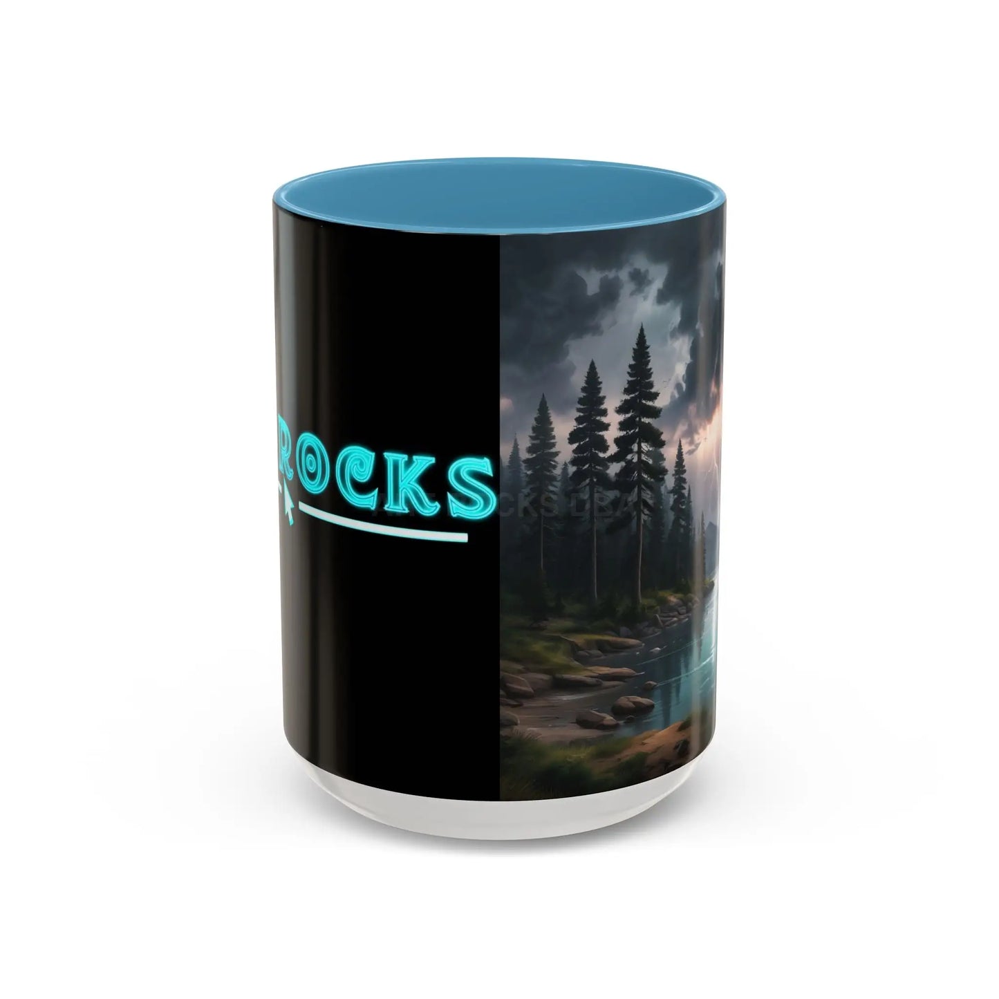 Coffee Mug — Scenic Lightning Lake Landscape Accent Mug - 15oz / Light Blue - Mug