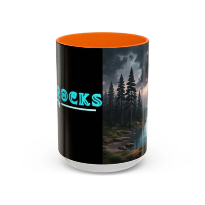 Coffee Mug — Scenic Lightning Lake Landscape Accent Mug - 15oz / Orange - Mug