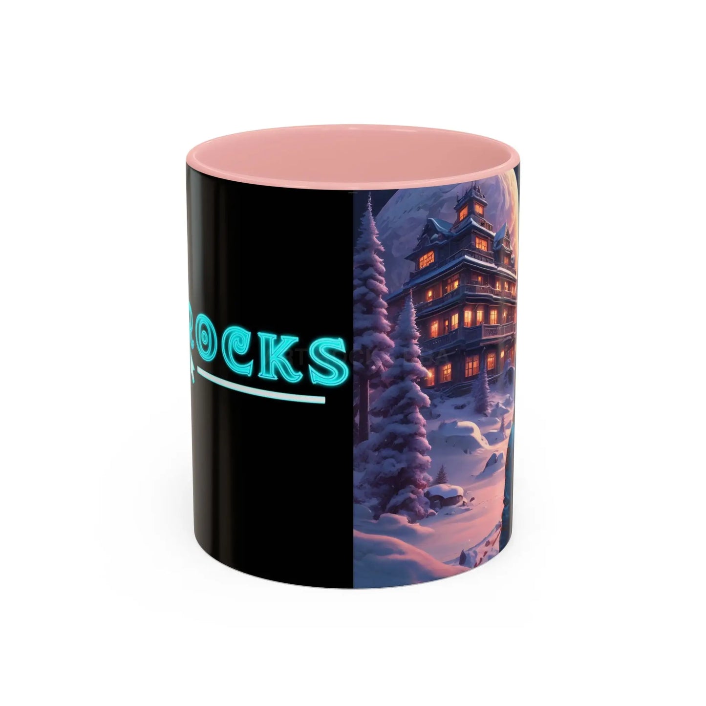 Coffee Mug — Winter Space Traveling with Backpacker (Accent 11/15oz) - 11oz / Pink - Mug