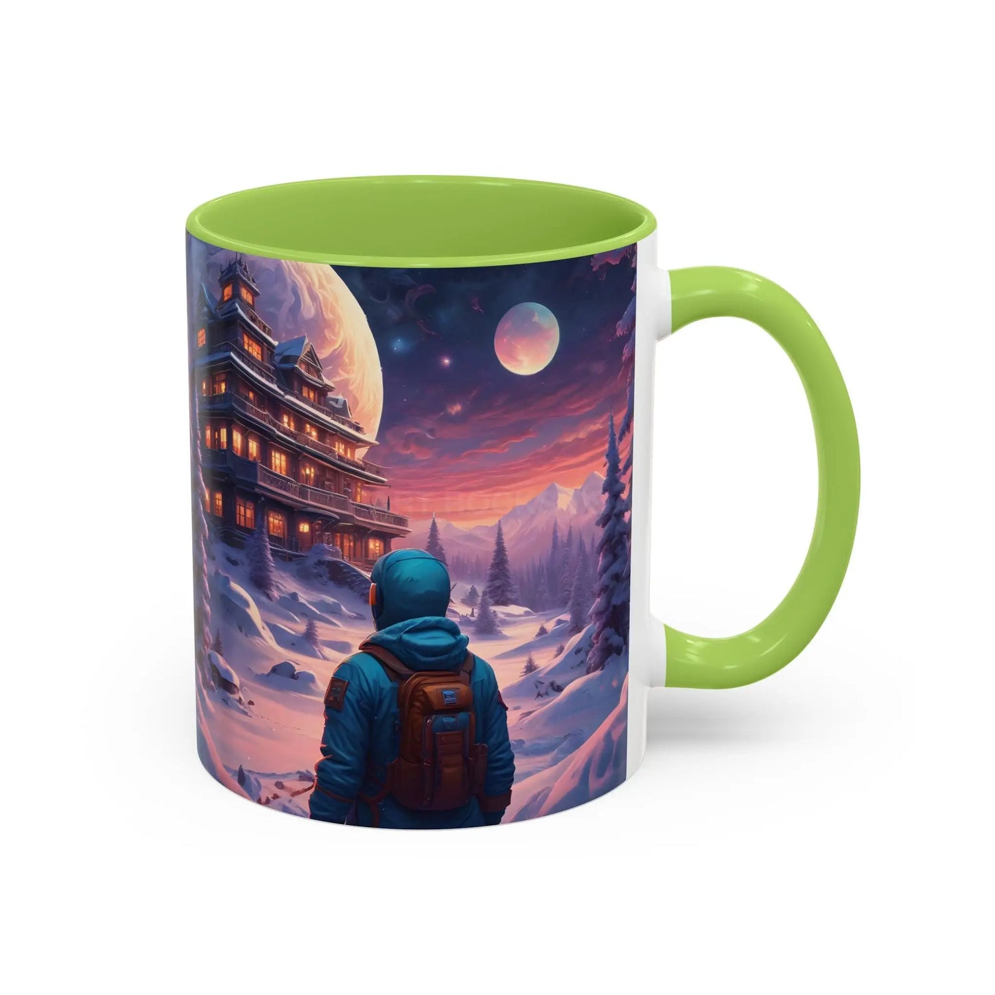 Coffee Mug — Winter Space Traveling with Backpacker (Accent 11/15oz) - Mug