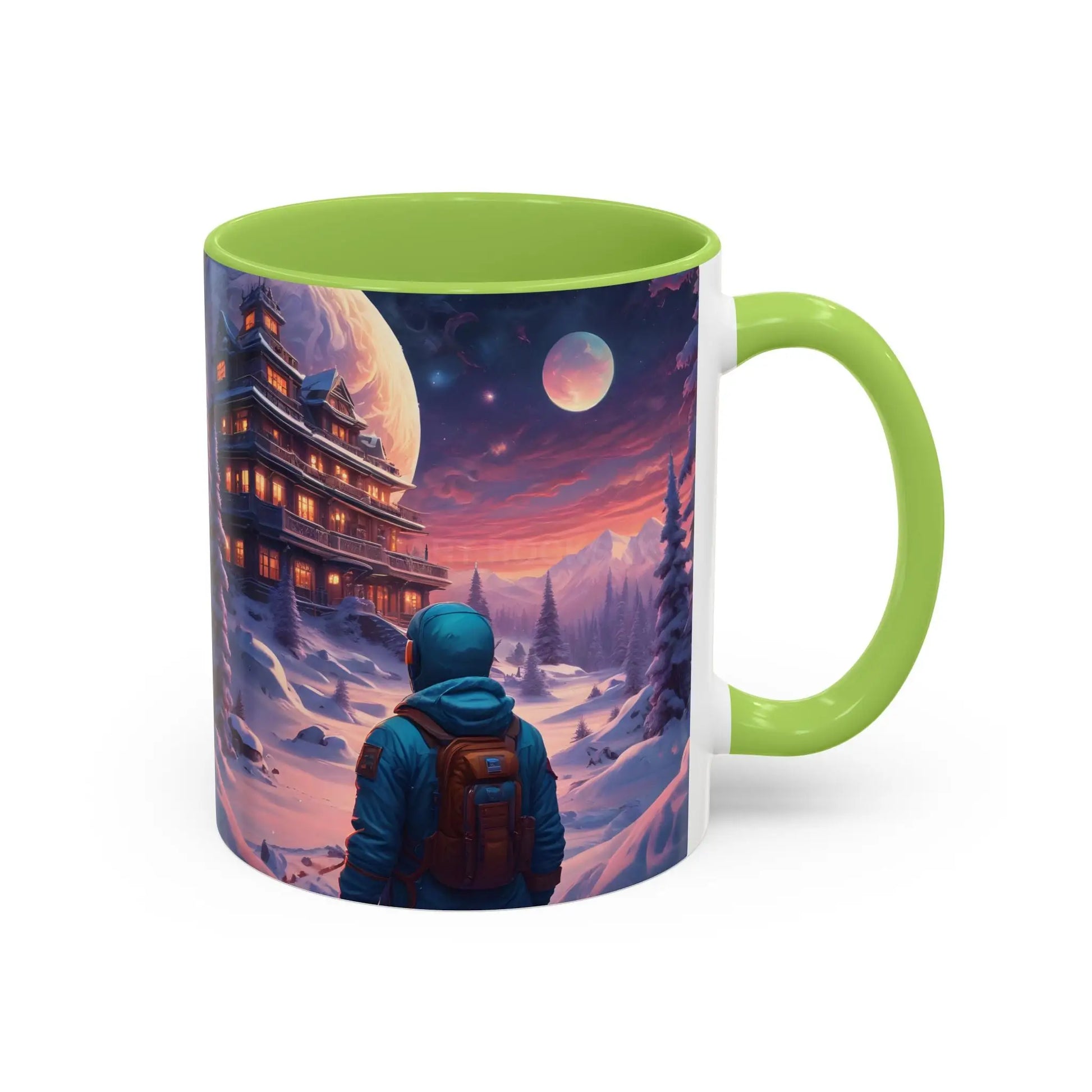 Coffee Mug — Winter Space Traveling with Backpacker (Accent 11/15oz) - Mug