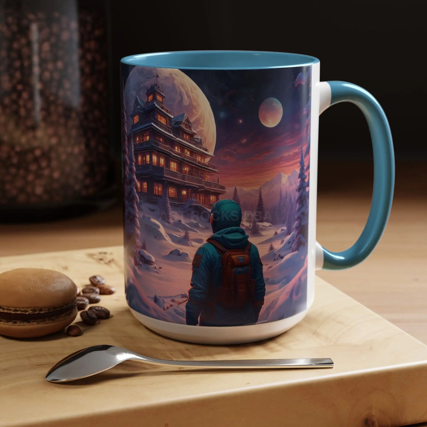 Coffee Mug — Winter Space Traveling with Backpacker (Accent 11/15oz) - Mug