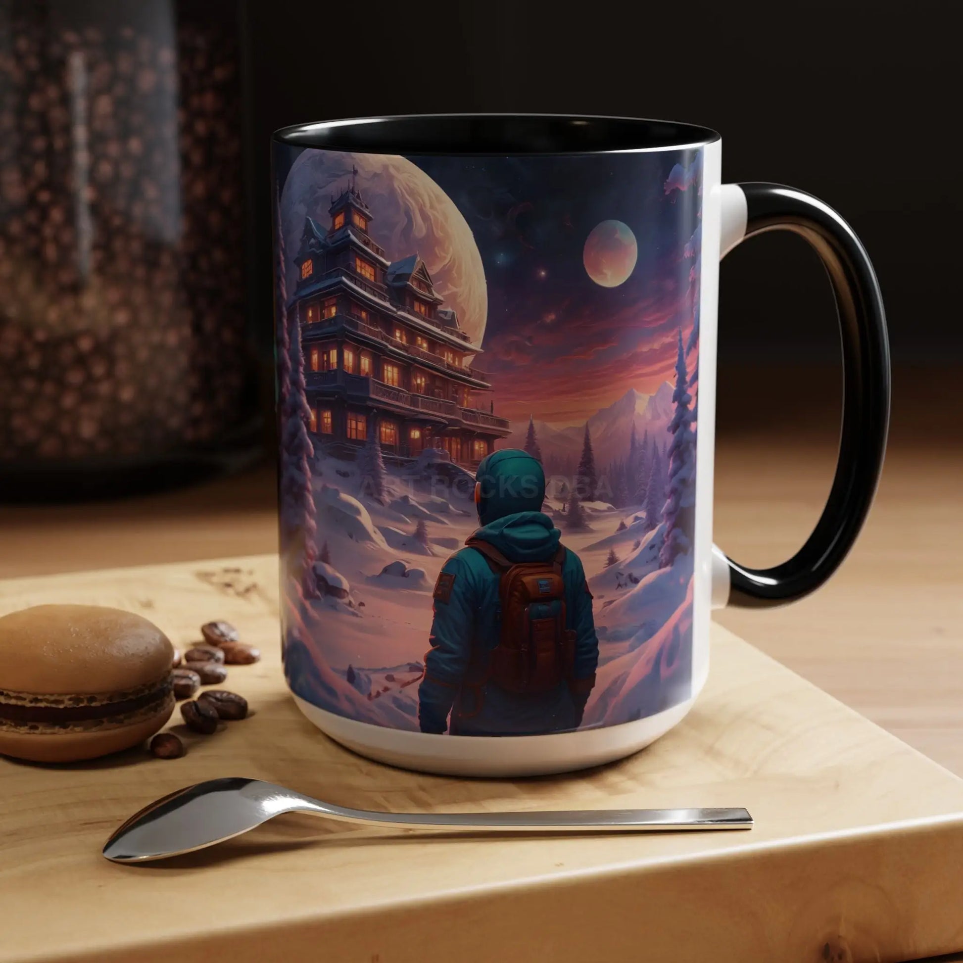 Coffee Mug — Winter Space Traveling with Backpacker (Accent 11/15oz) - Mug