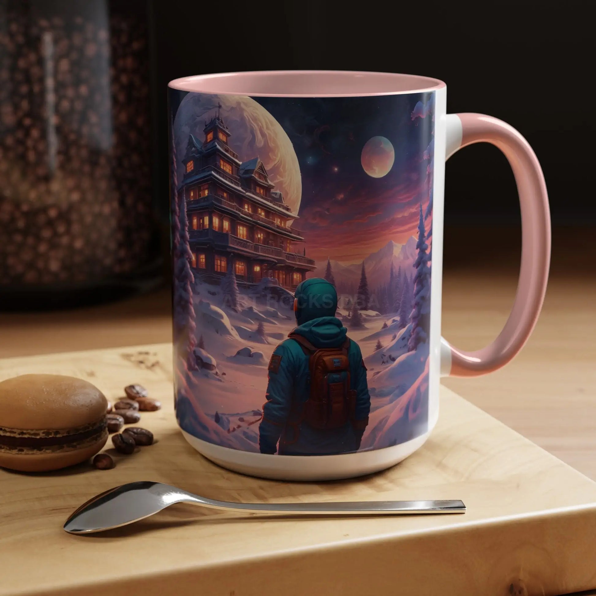 Coffee Mug — Winter Space Traveling with Backpacker (Accent 11/15oz) - Mug