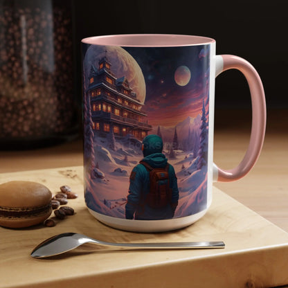 Coffee Mug — Winter Space Traveling with Backpacker (Accent 11/15oz) - Mug