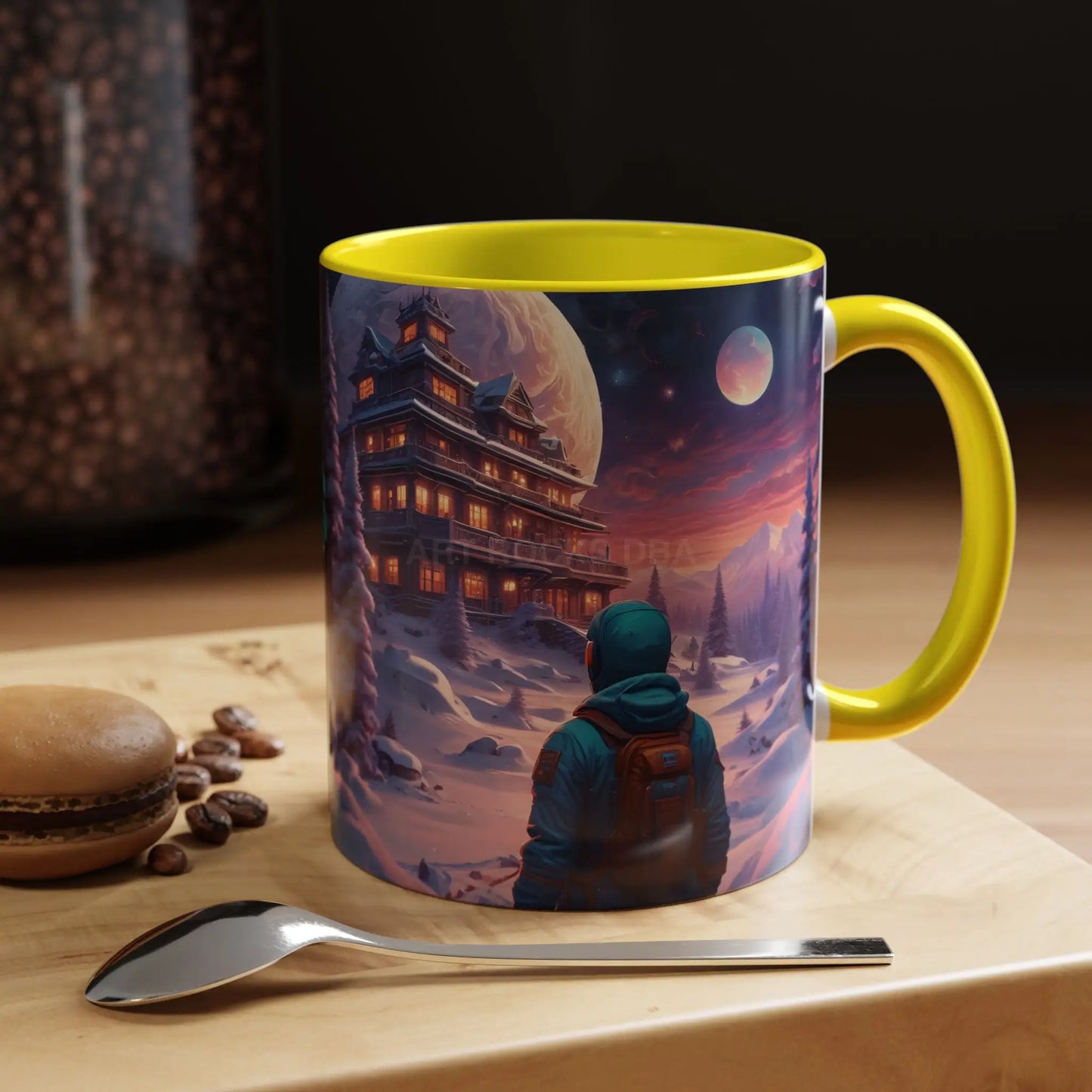 Coffee Mug — Winter Space Traveling with Backpacker (Accent 11/15oz) - Mug