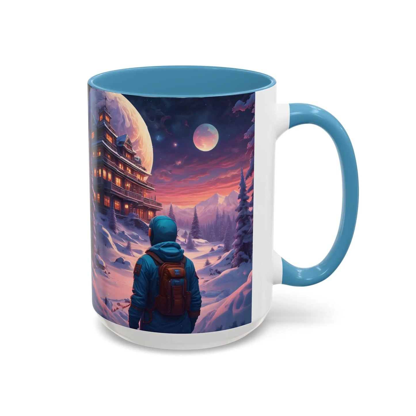 Coffee Mug — Winter Space Traveling with Backpacker (Accent 11/15oz) - Mug