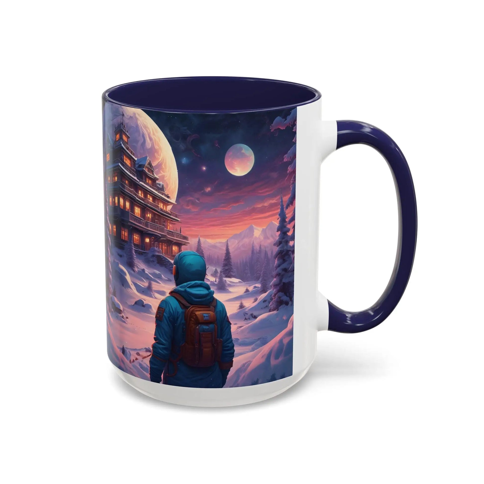 Coffee Mug — Winter Space Traveling with Backpacker (Accent 11/15oz) - Mug