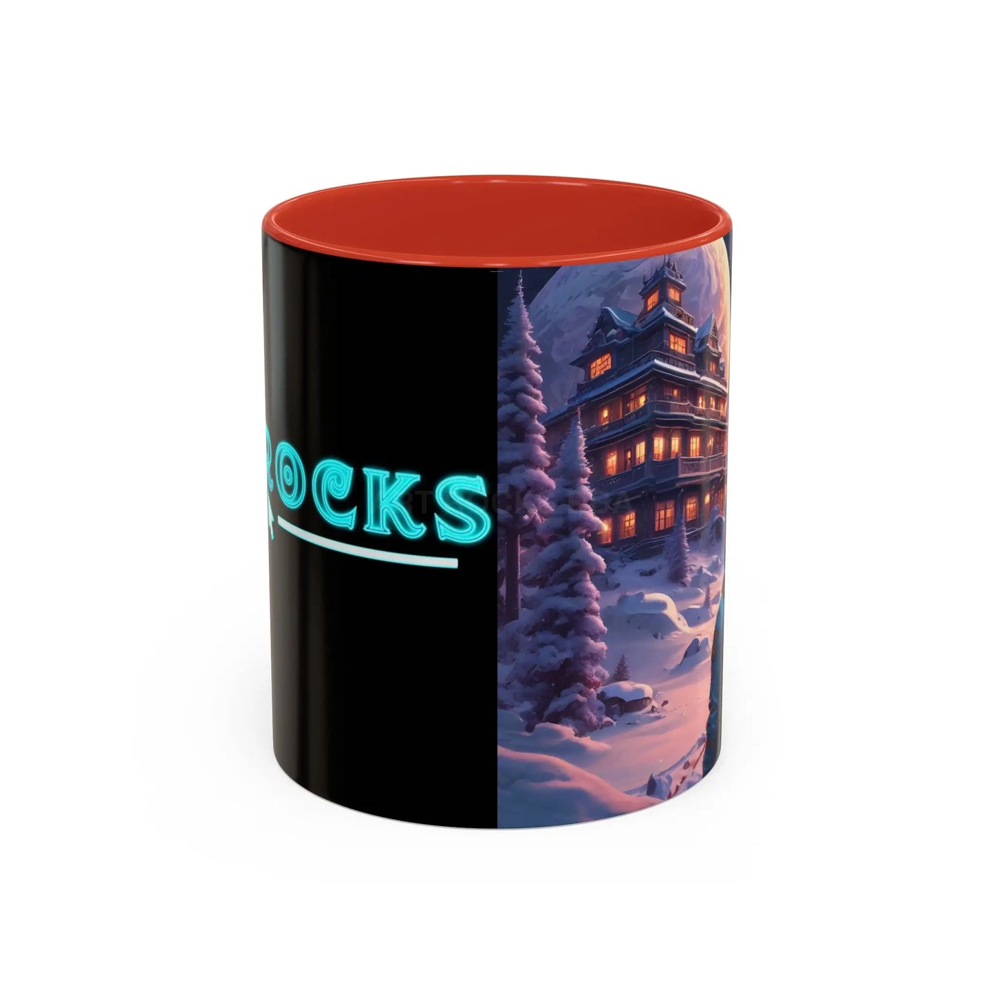 Coffee Mug — Winter Space Traveling with Backpacker (Accent 11/15oz) - 11oz / Red - Mug