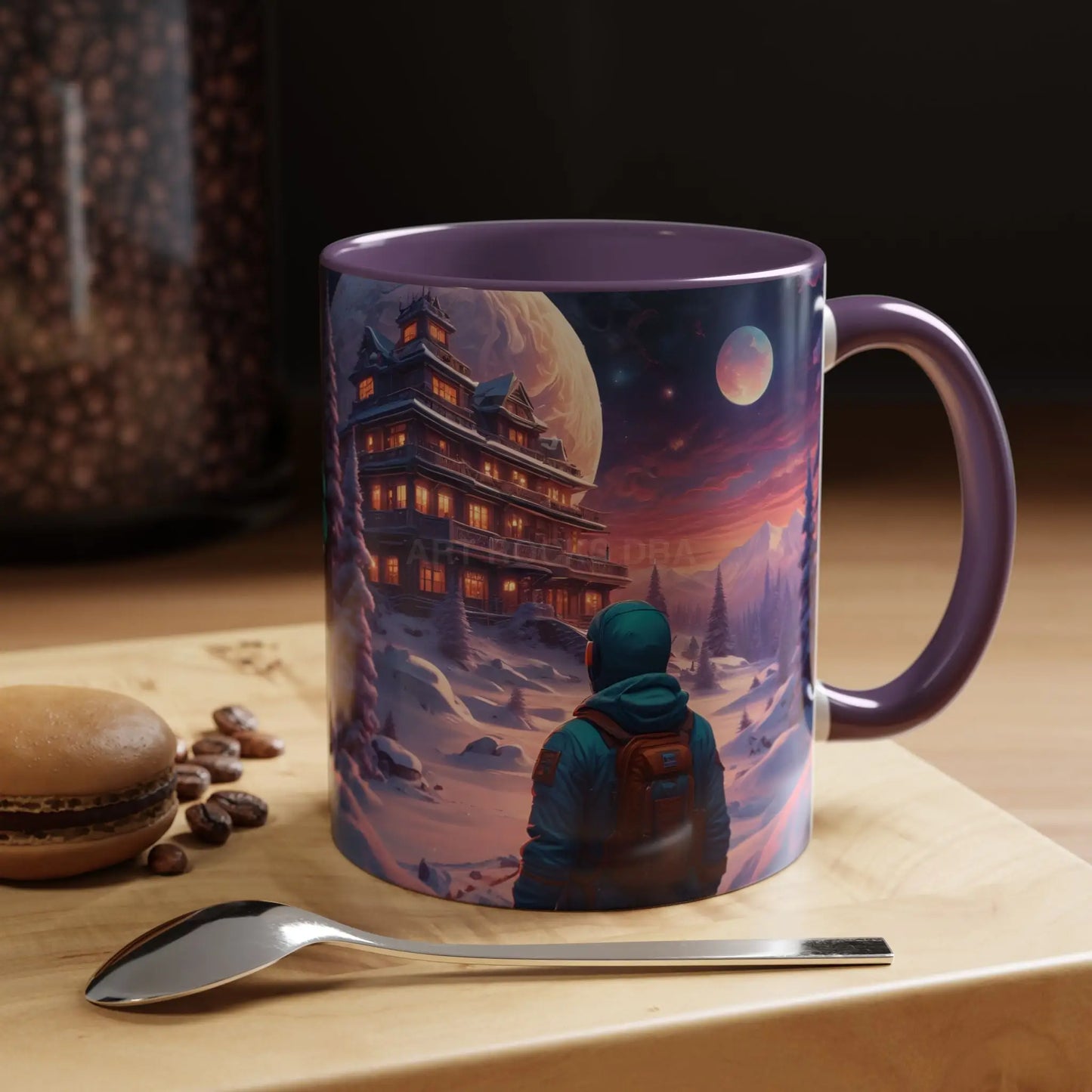 Coffee Mug — Winter Space Traveling with Backpacker (Accent 11/15oz) - Mug