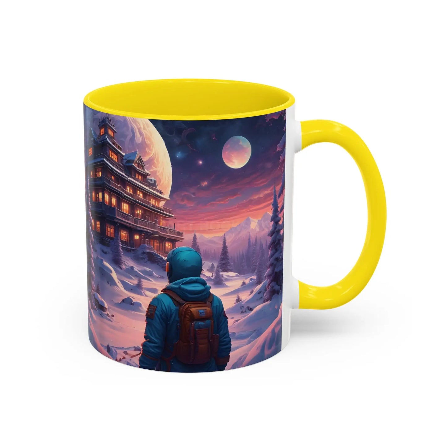 Coffee Mug — Winter Space Traveling with Backpacker (Accent 11/15oz) - Mug