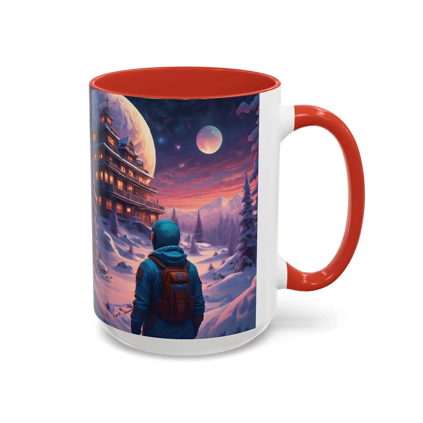 Coffee Mug — Winter Space Traveling with Backpacker (Accent 11/15oz) - Mug