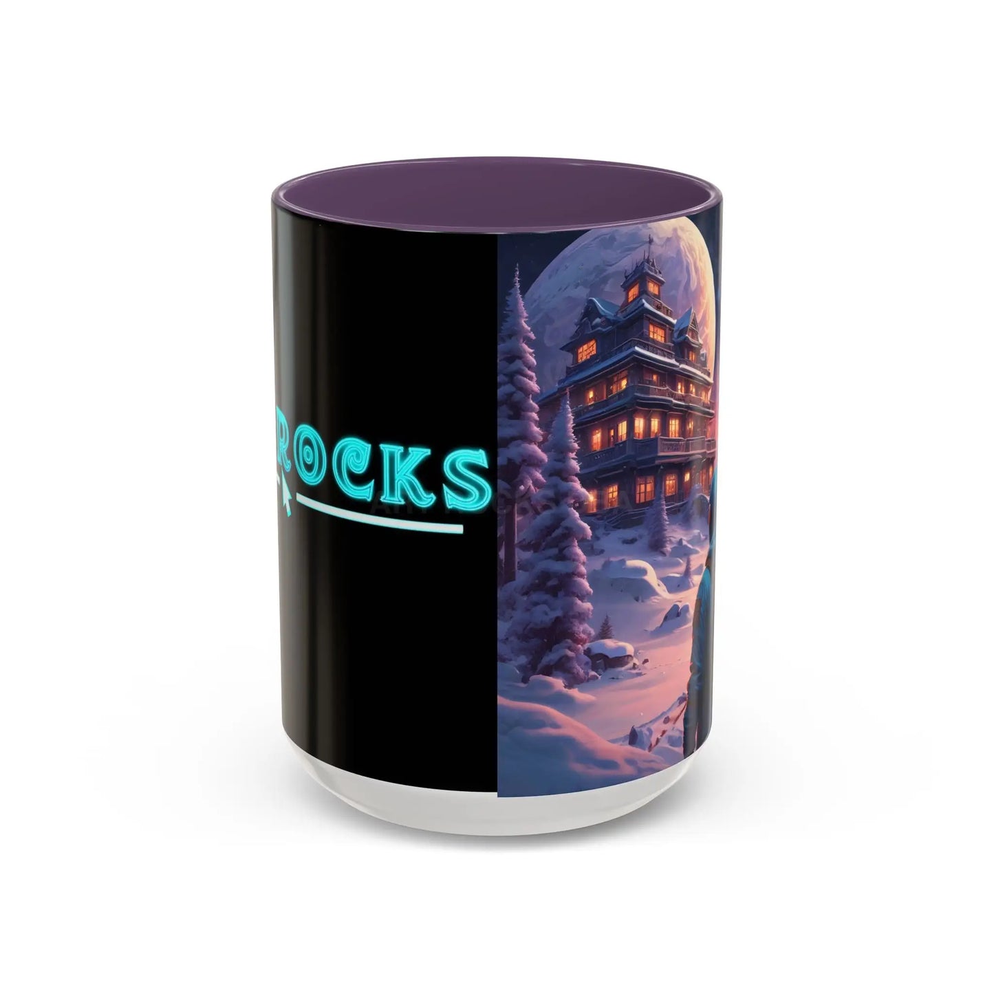 Coffee Mug — Winter Space Traveling with Backpacker (Accent 11/15oz) - 15oz / Purple - Mug