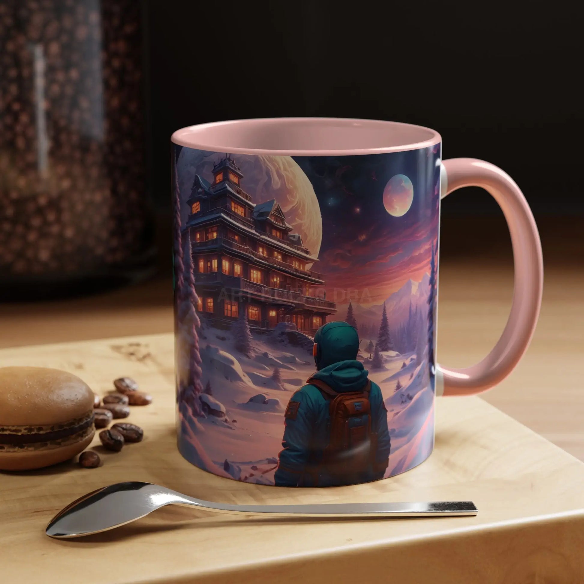 Coffee Mug — Winter Space Traveling with Backpacker (Accent 11/15oz) - Mug