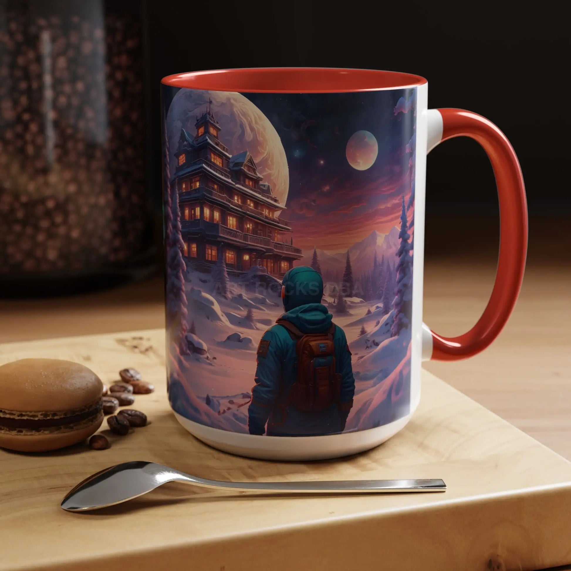 Coffee Mug — Winter Space Traveling with Backpacker (Accent 11/15oz) - Mug