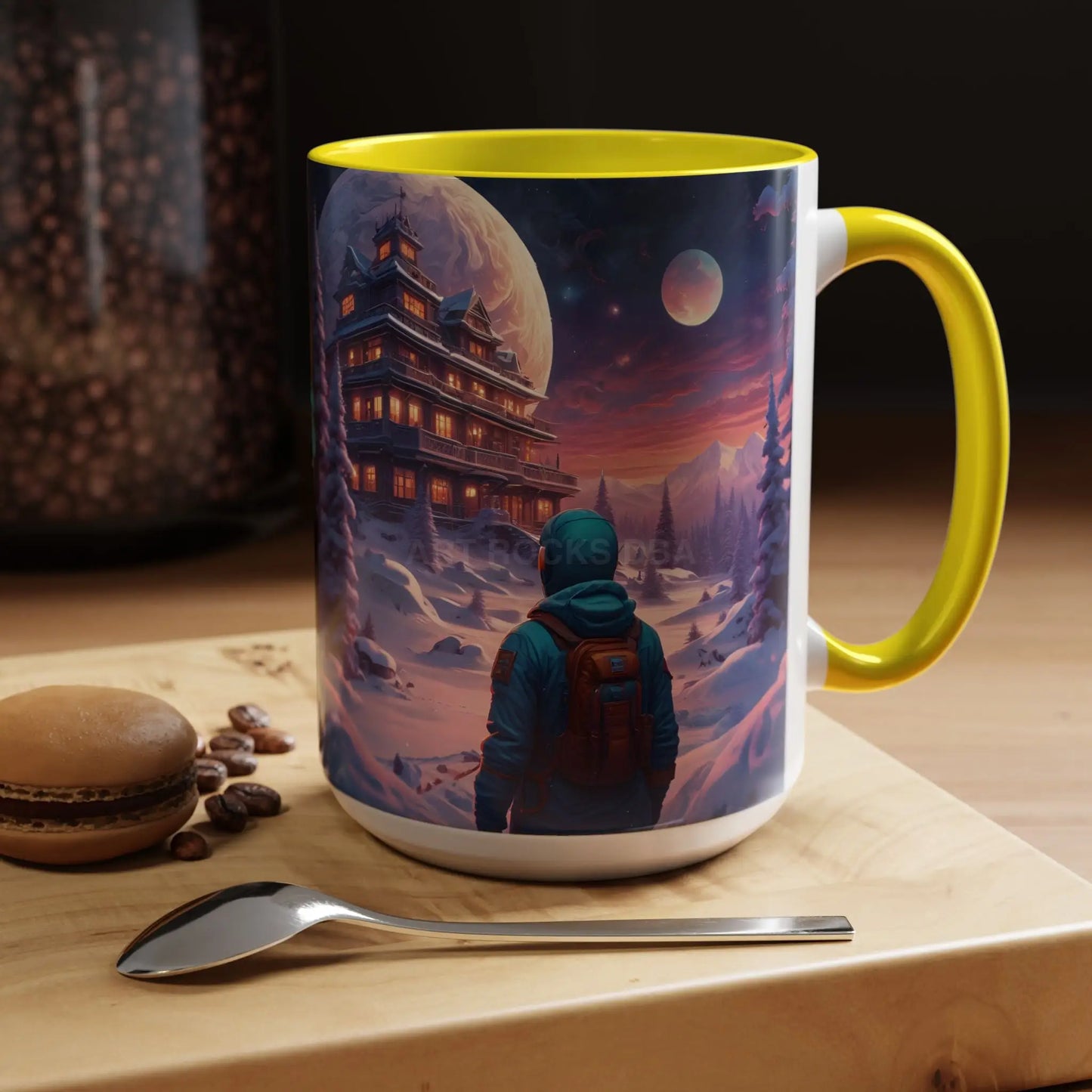 Coffee Mug — Winter Space Traveling with Backpacker (Accent 11/15oz) - Mug
