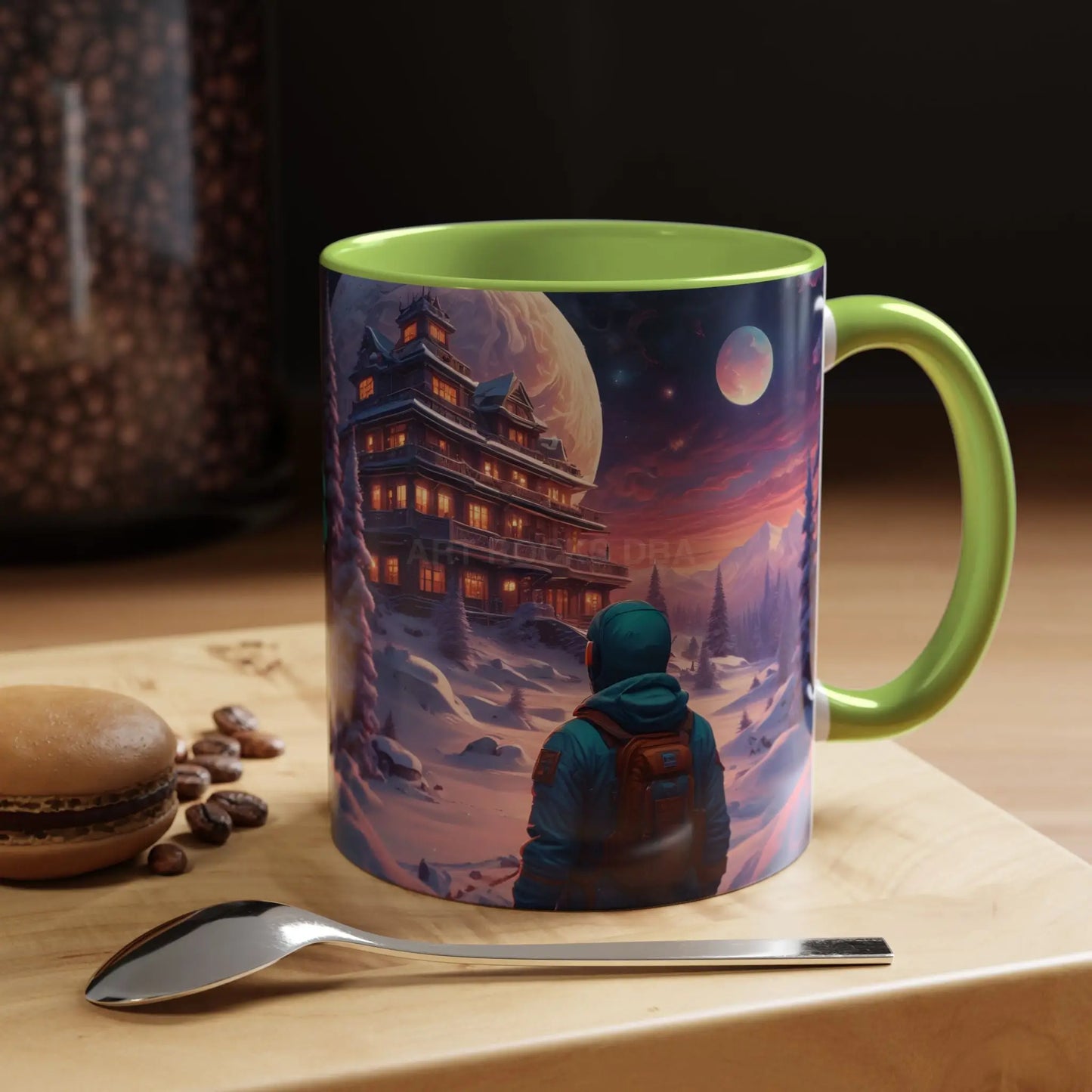Coffee Mug — Winter Space Traveling with Backpacker (Accent 11/15oz) - Mug