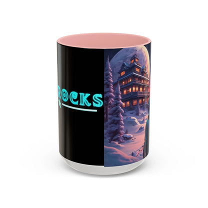 Coffee Mug — Winter Space Traveling with Backpacker (Accent 11/15oz) - 15oz / Pink - Mug