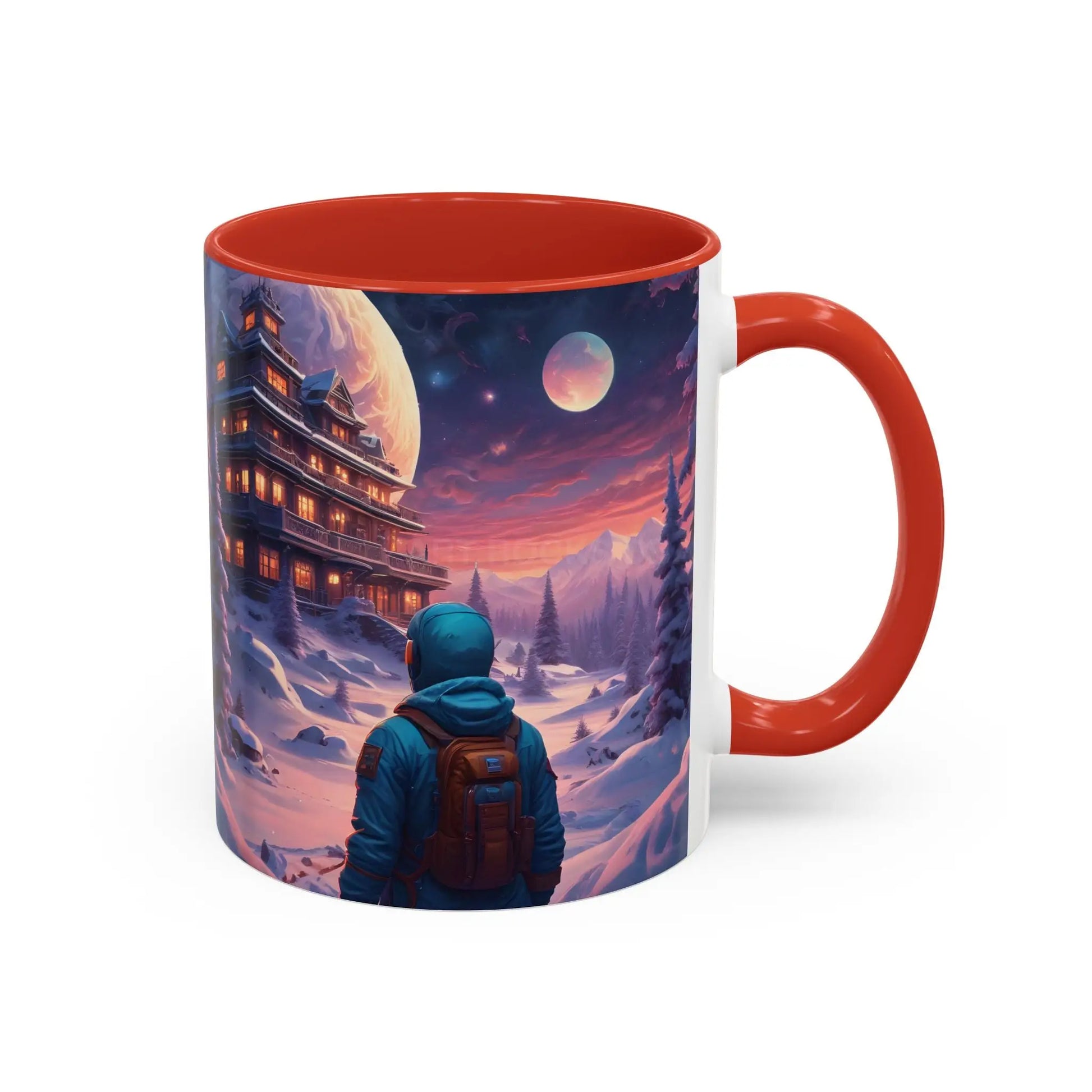 Coffee Mug — Winter Space Traveling with Backpacker (Accent 11/15oz) - Mug