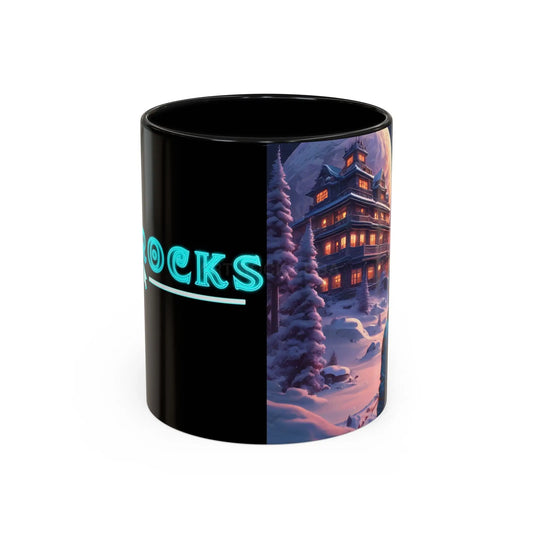 Coffee Mug — Winter Space Traveling with Backpacker (Accent 11/15oz) - 11oz / Black - Mug
