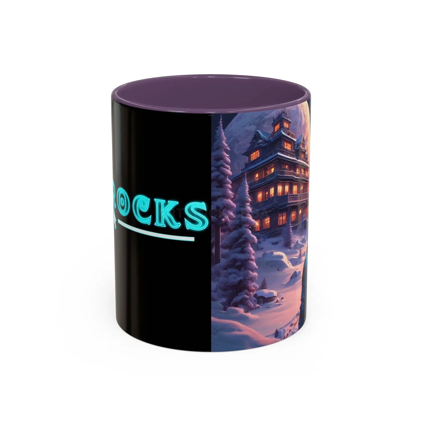 Coffee Mug — Winter Space Traveling with Backpacker (Accent 11/15oz) - 11oz / Purple - Mug