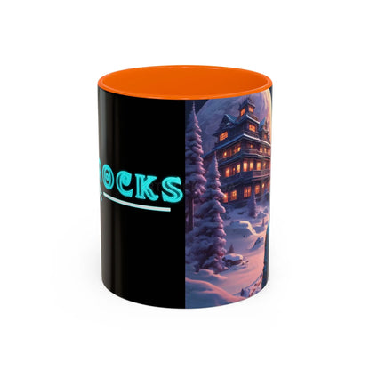 Coffee Mug — Winter Space Traveling with Backpacker (Accent 11/15oz) - 11oz / Orange - Mug
