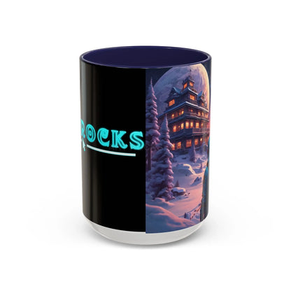 Coffee Mug — Winter Space Traveling with Backpacker (Accent 11/15oz) - 15oz / Navy - Mug