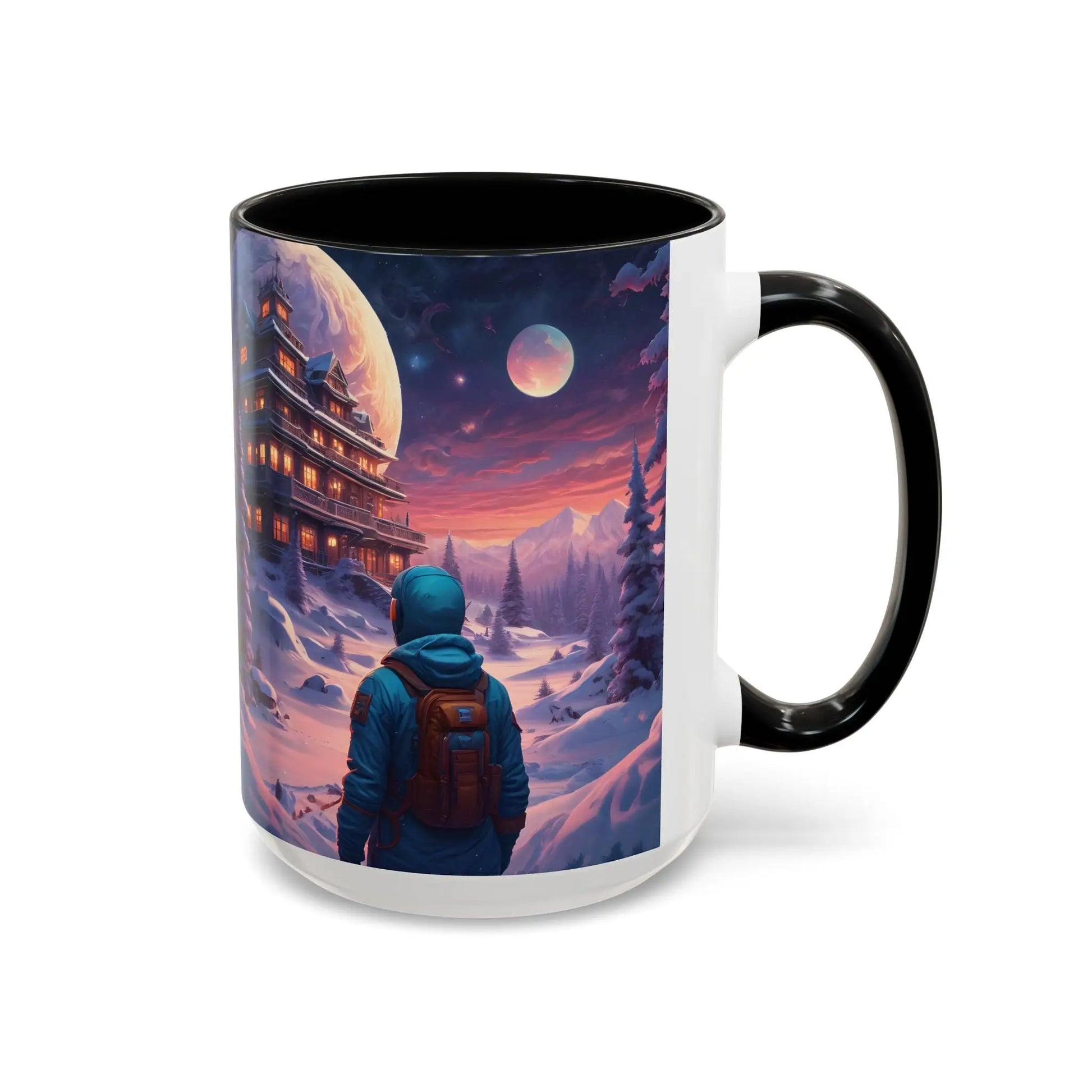 Coffee Mug — Winter Space Traveling with Backpacker (Accent 11/15oz) - Mug