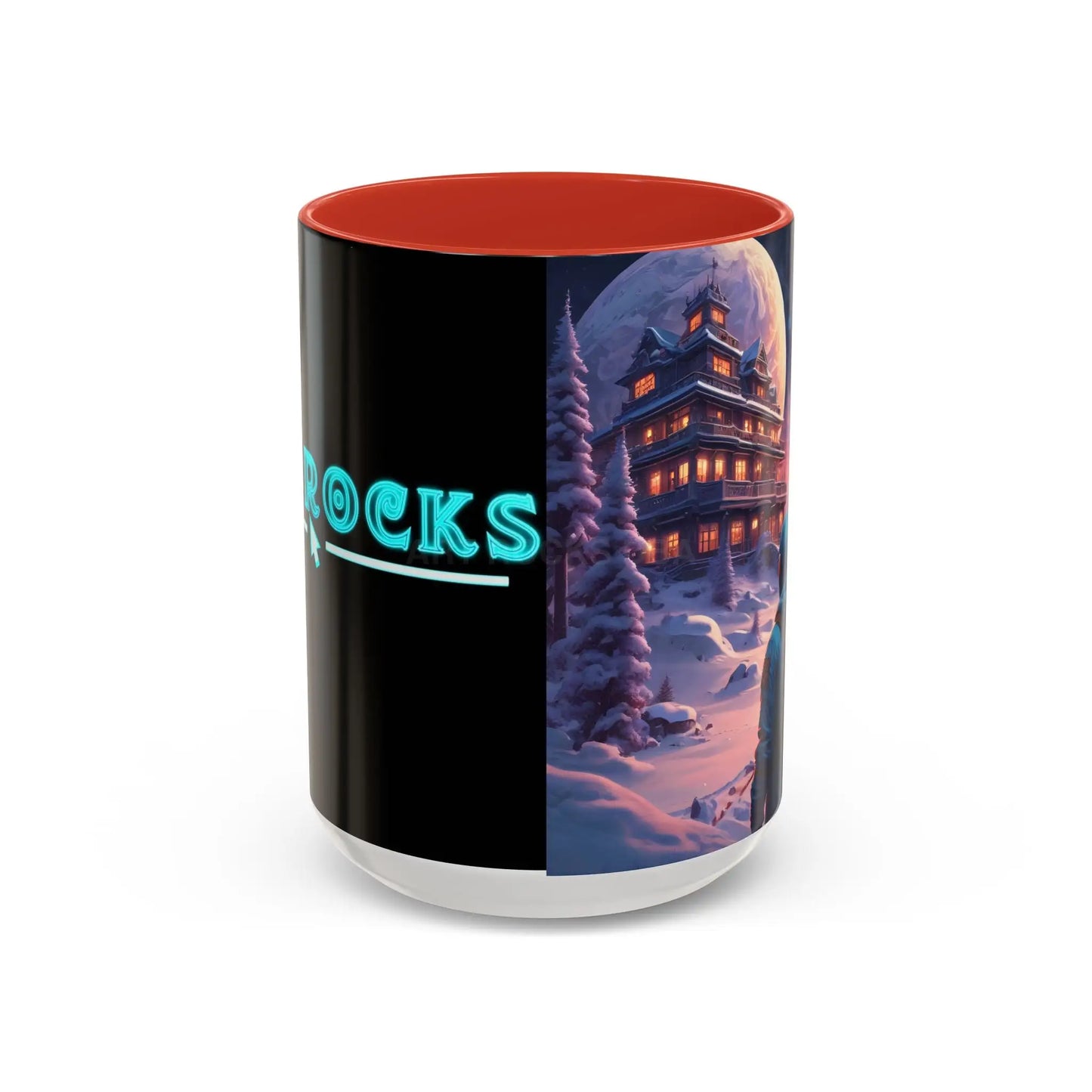 Coffee Mug — Winter Space Traveling with Backpacker (Accent 11/15oz) - 15oz / Red - Mug
