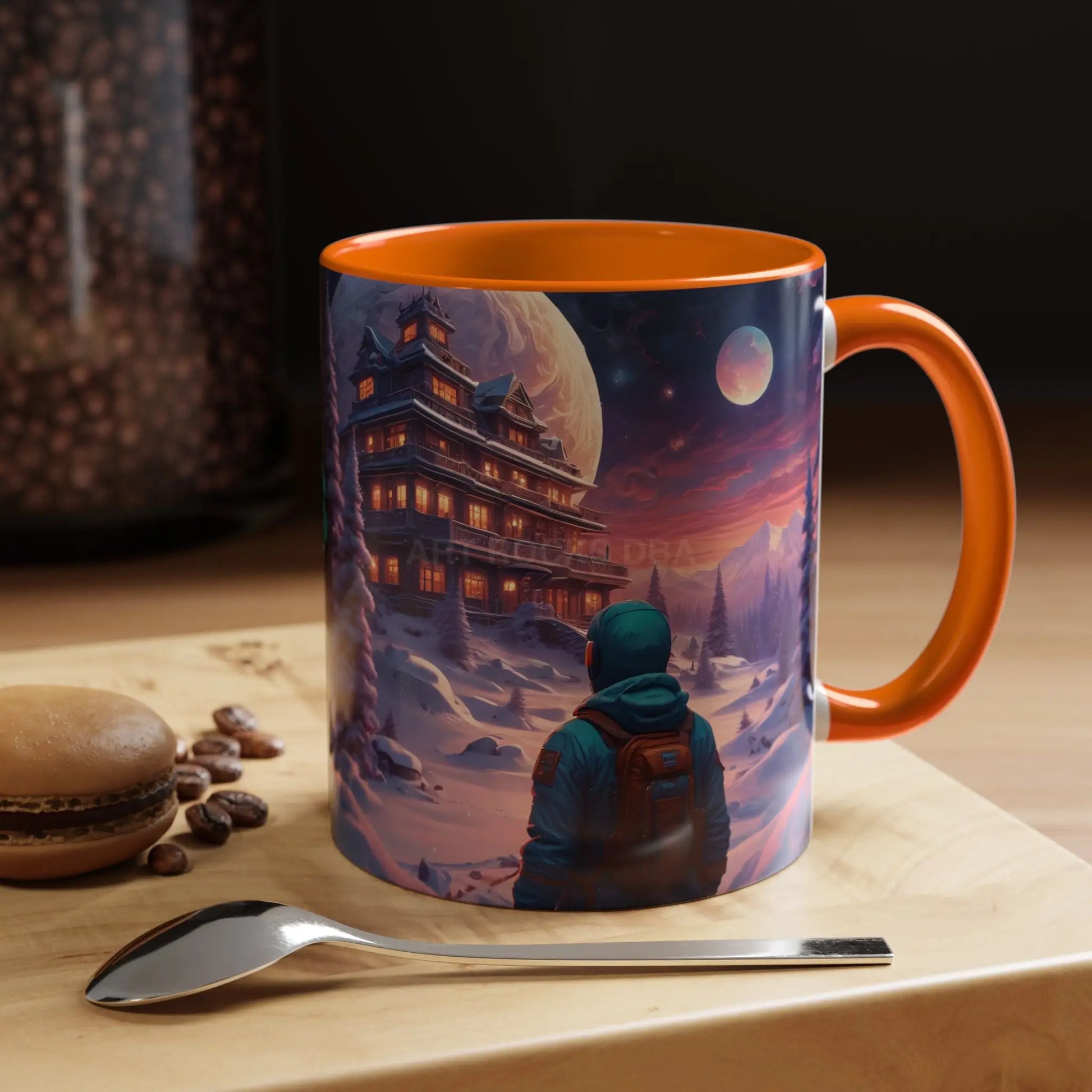 Coffee Mug — Winter Space Traveling with Backpacker (Accent 11/15oz) - Mug