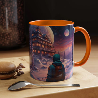 Coffee Mug — Winter Space Traveling with Backpacker (Accent 11/15oz) - Mug
