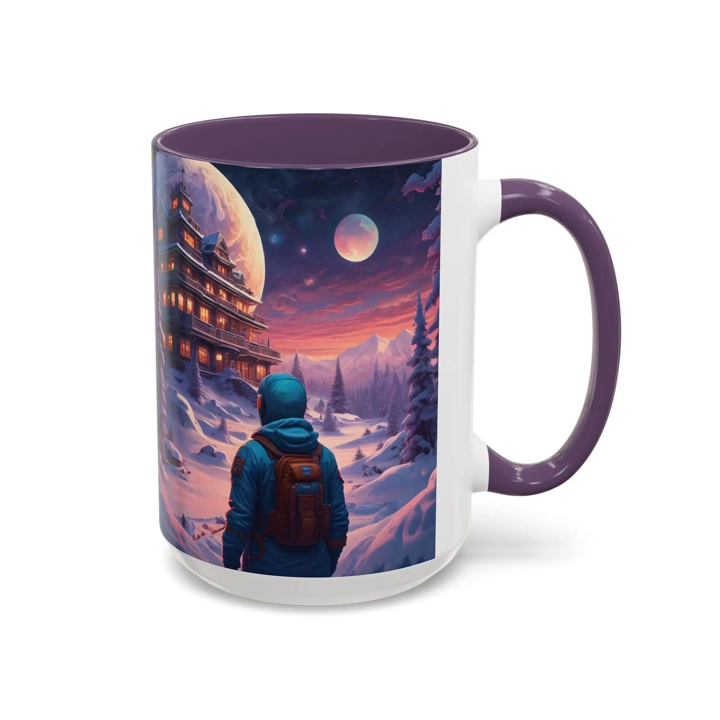 Coffee Mug — Winter Space Traveling with Backpacker (Accent 11/15oz) - Mug