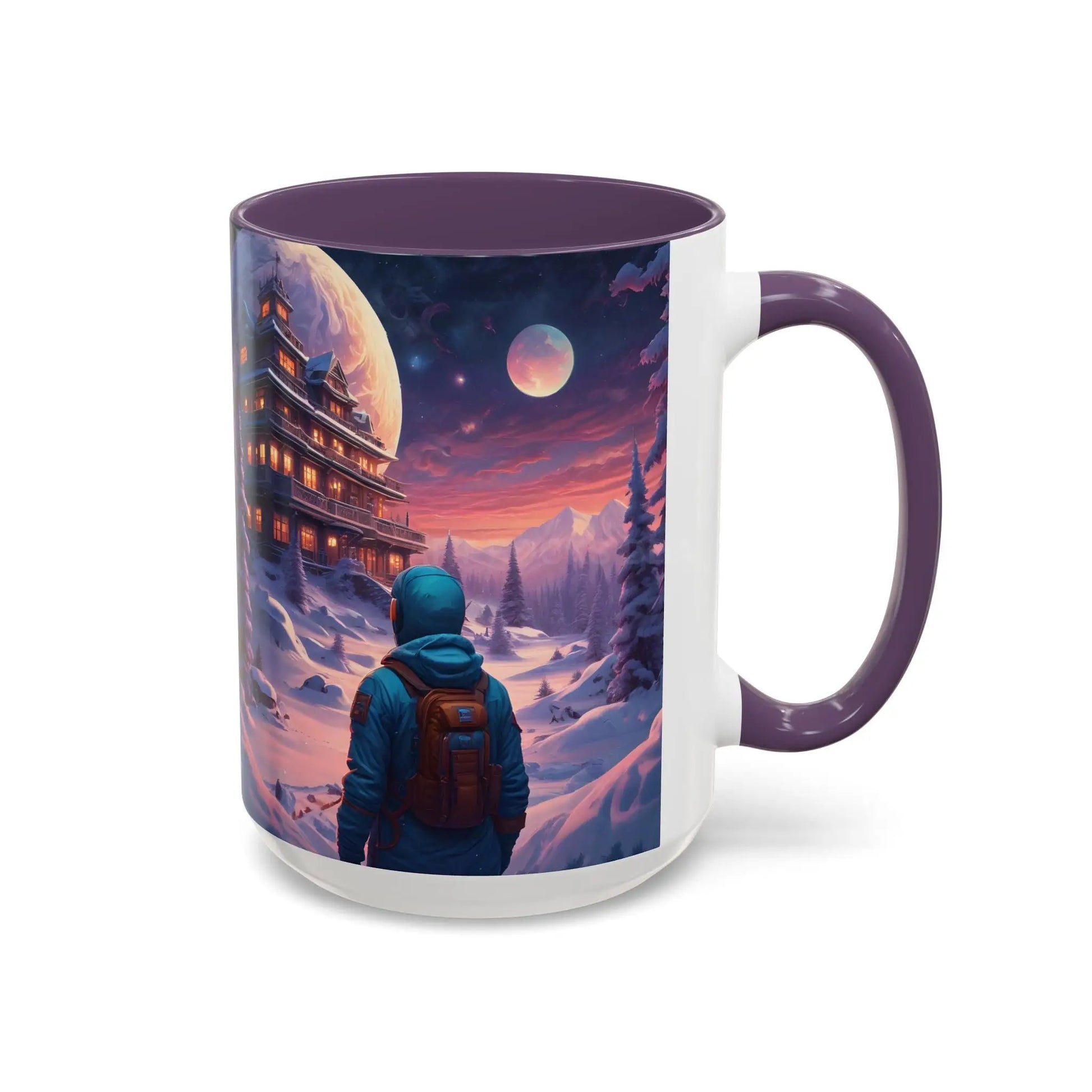 Coffee Mug — Winter Space Traveling with Backpacker (Accent 11/15oz) - Mug