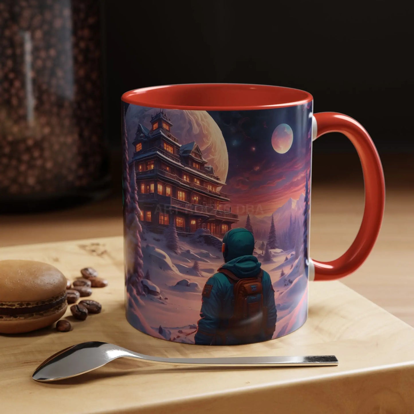 Coffee Mug — Winter Space Traveling with Backpacker (Accent 11/15oz) - Mug