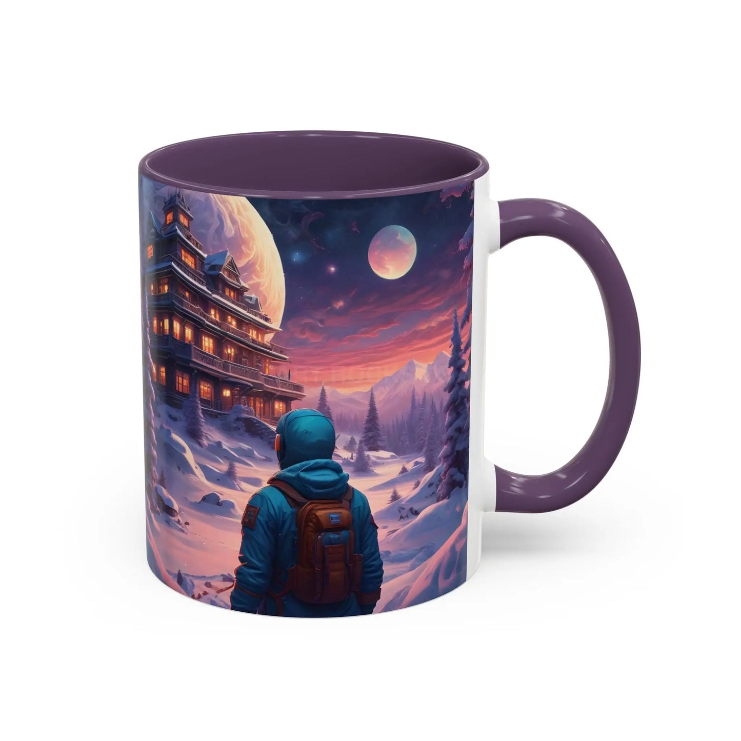 Coffee Mug — Winter Space Traveling with Backpacker (Accent 11/15oz) - Mug