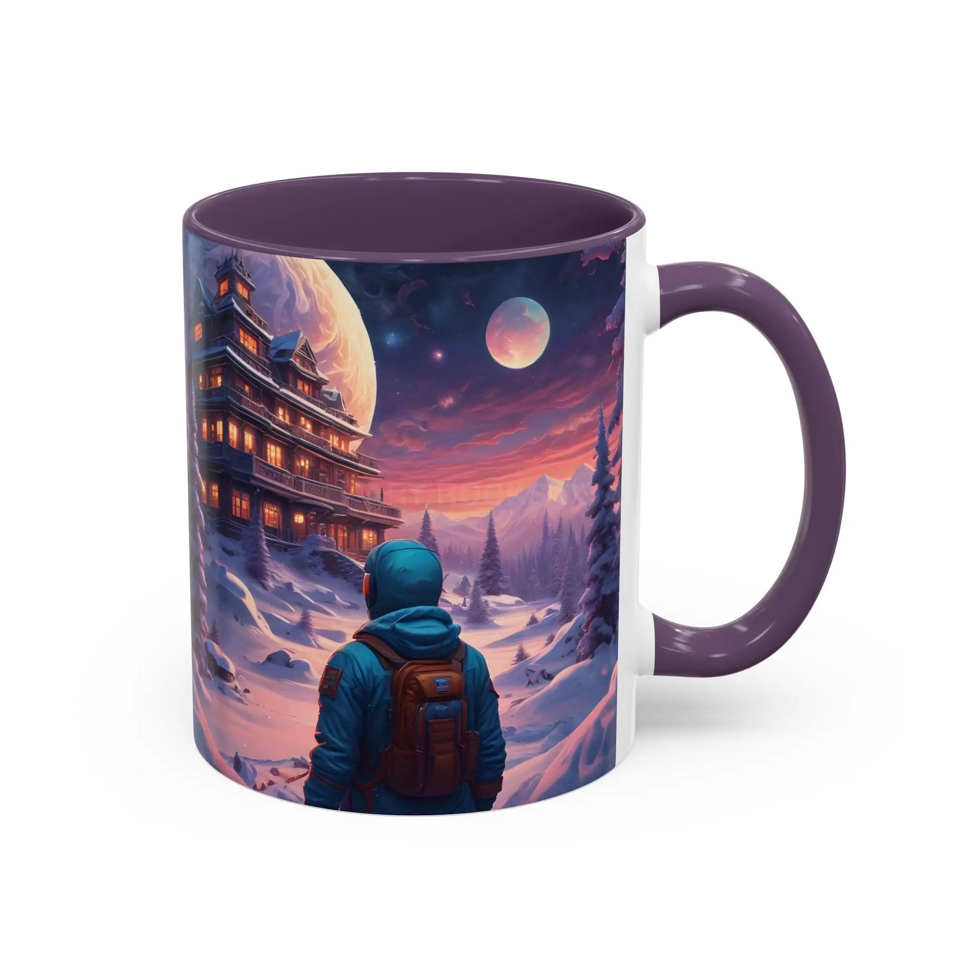 Coffee Mug — Winter Space Traveling with Backpacker (Accent 11/15oz) - Mug