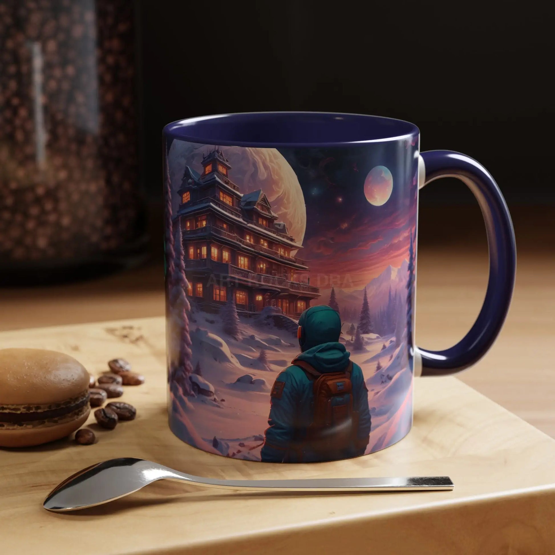 Coffee Mug — Winter Space Traveling with Backpacker (Accent 11/15oz) - Mug