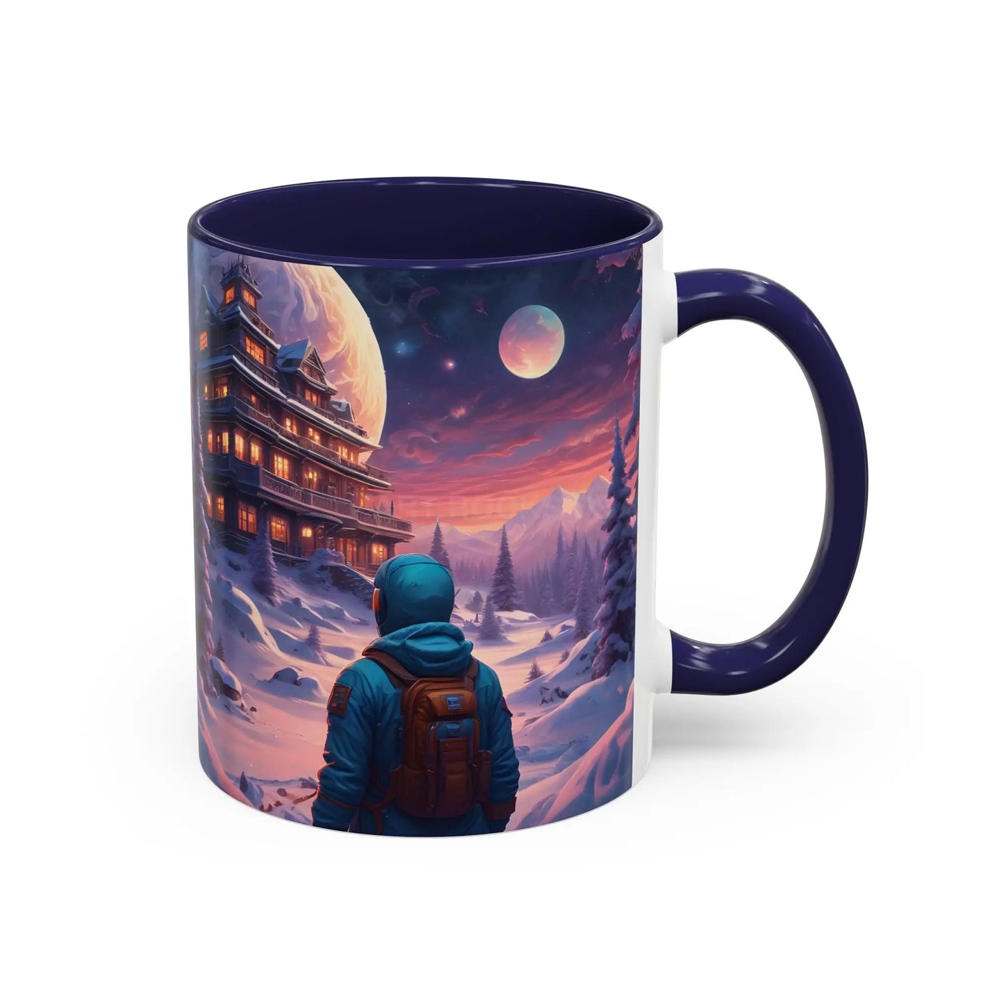 Coffee Mug — Winter Space Traveling with Backpacker (Accent 11/15oz) - Mug