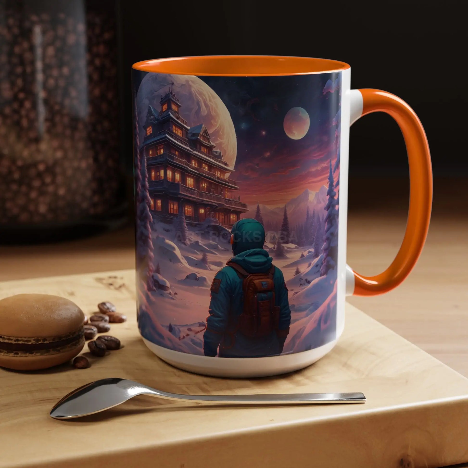 Coffee Mug — Winter Space Traveling with Backpacker (Accent 11/15oz) - Mug