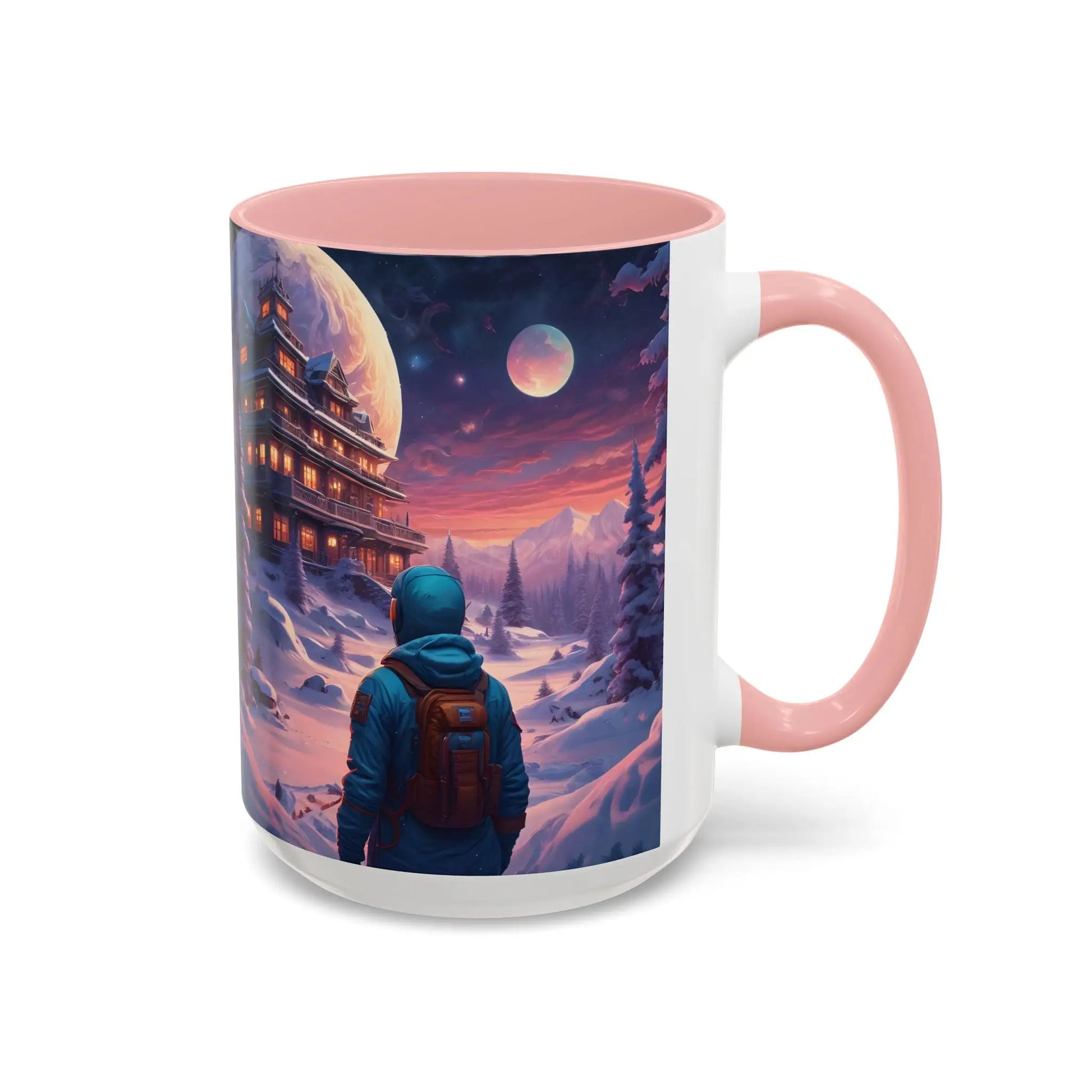 Coffee Mug — Winter Space Traveling with Backpacker (Accent 11/15oz) - Mug