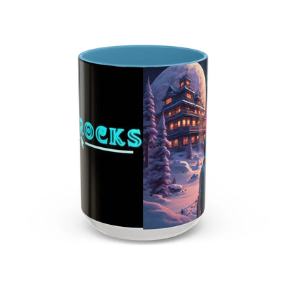 Coffee Mug — Winter Space Traveling with Backpacker (Accent 11/15oz) - 15oz / Light Blue - Mug