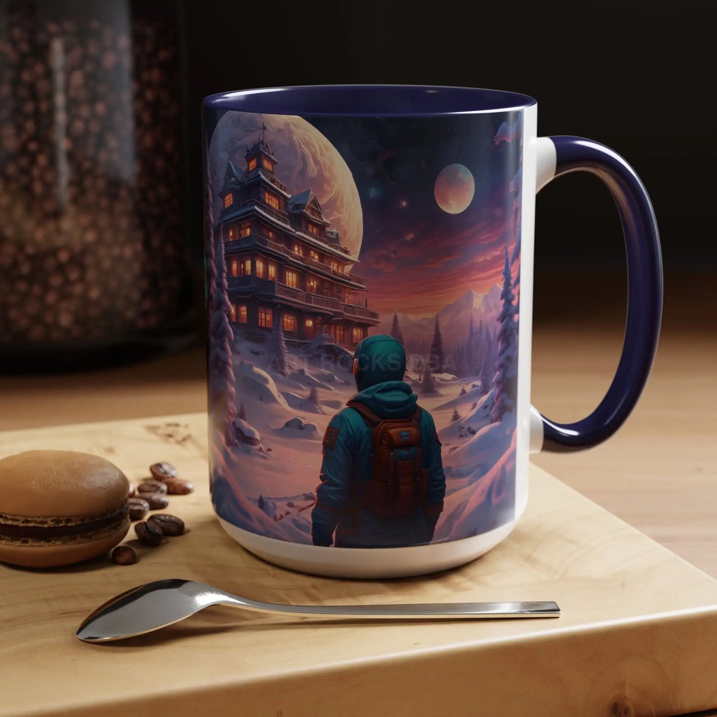 Coffee Mug — Winter Space Traveling with Backpacker (Accent 11/15oz) - Mug