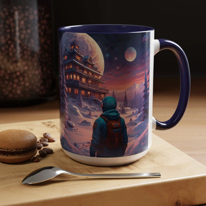 Coffee Mug — Winter Space Traveling with Backpacker (Accent 11/15oz) - Mug